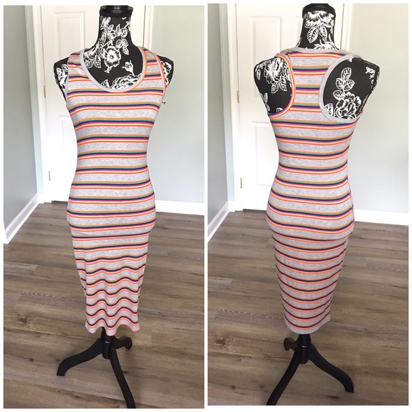 Multi Colored Ribbed Racerback Maxi Dress - Picture 2 of 6
